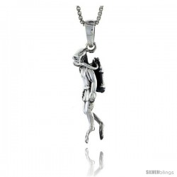 Sterling Silver Scuba Diver Pendant, 1 1/8 in tall -Style Pa544