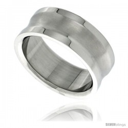 Surgical Steel Concaved Center Ring Edges 9mm Wedding Band