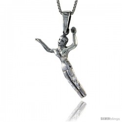 Sterling Silver Gymnast Pendant, 1 3/8 in tall
