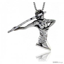 Sterling Silver Javelin Thrower Pendant, 1 1/8 in tall