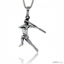 Sterling Silver Javelin Thrower Pendant, 1 1/4 in tall