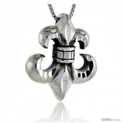 Sterling Silver Fleur De Lis Pendant, 1 1/16 in tall