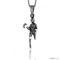 Sterling Silver Javelin Thrower Pendant, 1 1/4 in tall -Style Pa550