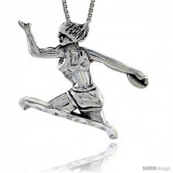 Sterling Silver Discus Thrower Pendant, 1 1/4 in tall