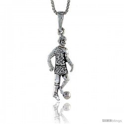 Sterling Silver Soccer Player Pendant, 1 1/4 in tall