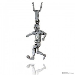 Sterling Silver Soccer Player Pendant, 1 1/4 in tall -Style Pa553