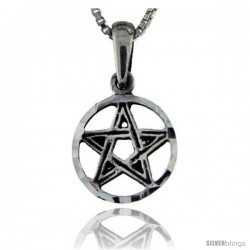 Sterling Silver 5-Point Star Pendant, 3/4 in tall -Style Pa56