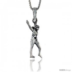 Sterling Silver Gymnast Pendant, 1 1/8 in tall