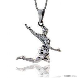 Sterling Silver Gymnast Pendant, 1 1/4 in tall