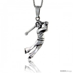 Sterling Silver Lady Golfer Pendant, 1 1/4 in tall -Style Pa564