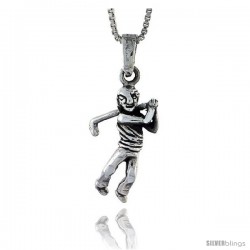Sterling Silver Lady Golfer Pendant, 1 in tall