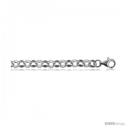 Sterling Silver Italian Rolo Chain 8mm Nickel Free. available in sizes 7, 8, in Bracelets