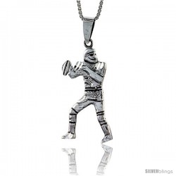 Sterling Silver Football Player Pendant, 1 1/2 in tall