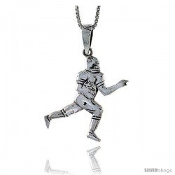 Sterling Silver Football Player Pendant, 1 1/4 in tall -Style Pa571