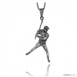 Sterling Silver Baseball Pendant, 1 3/4 in tall