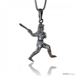 Sterling Silver Baseball Pendant, 1 1/4 in tall