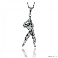 Sterling Silver Baseball Pendant, 1 3/4 in tall -Style Pa574