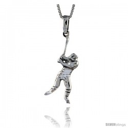 Sterling Silver Baseball Pendant, 1 1/2 in tall