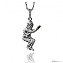 Sterling Silver Baseball Pendant, 1 1/2 in tall -Style Pa576