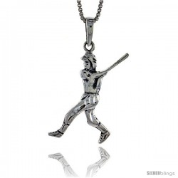 Sterling Silver Baseball Pendant, 1 1/2 in tall -Style Pa577