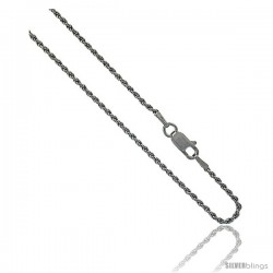 Sterling Silver Italian 1.4 mm Rope Chain Necklace Rhodium Finish Diamond cut Nickel Free