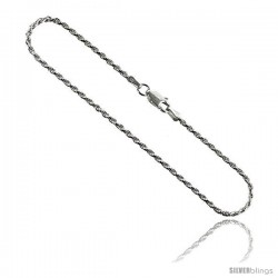 Sterling Silver Italian Rope Chain Necklaces & Bracelets 1.8 mm Diamond cut Nickel Free