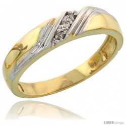 Gold Plated Sterling Silver Ladies Diamond Wedding Band, 3/16 in wide -Style Agy110lb