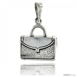 Sterling Silver Briefcase Pendant, 3/4 in (17 mm) tall