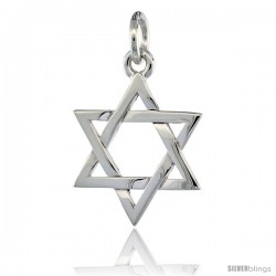 Sterling Silver Star of David Pendant 3/4 in (17 mm) tall