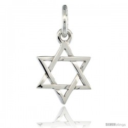 Sterling Silver Star of David Pendant 1/2 in (11.5 mm) tall