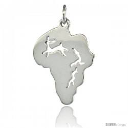 Sterling Silver Continent of Africa Pendant 1 in (25 mm) tall