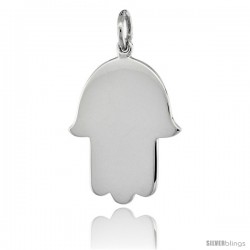 Sterling Silver ( Hand of God ) Plain Hamsa Pendant 1 in (24 mm) tall