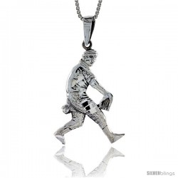 Sterling Silver Baseball Pendant, 1 1/2 in tall -Style Pa580