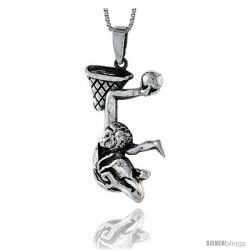 Sterling Silver Slum Dunk Pendant, 1 3/4 in tall