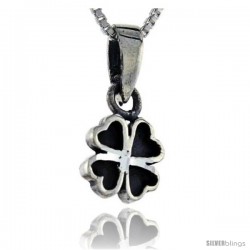 Sterling Silver 4-Leaf Clover Pendant, 3/4 in tall -Style Pa58