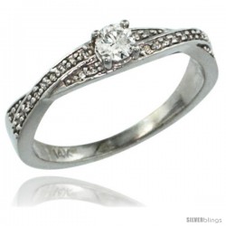 14k White Gold Diamond Engagment Ring w/ 0.26 Carat Brilliant Cut ( H-I Color VS2-SI1 Clarity ) Diamonds, 1/8 in. (3.5mm) wide