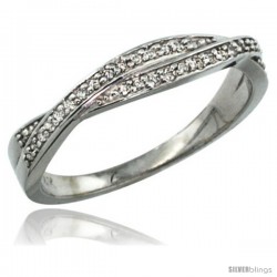 14k White Gold 3mm Diamond Ring Band w/ 0.10 Carat Brilliant Cut ( H-I Color VS2-SI1 Clarity ) Diamonds, 1/8 in. (3.5mm) wide