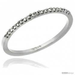 14k White Gold 1mm Diamond Ring Band w/ 0.13 Carat Brilliant Cut ( H-I Color VS2-SI1 Clarity ) Diamonds