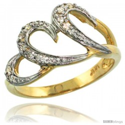 14k Gold Triple Swirl Diamond Engagement Ring w/ 0.13 Carat Brilliant Cut Diamonds, 7/16 in. (11mm) wide