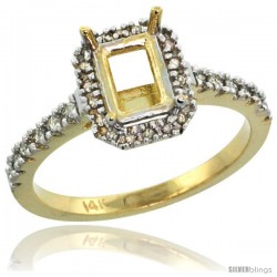 14k Gold Semi Mount (for 7x5 Emerald Cut Stone) Engagement Ring w/ 0.21 Carat Brilliant Cut (H-I Color SI1 Clarity) Diamonds