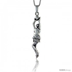 Sterling Silver Basketball Pendant, 2 3/8 in tall