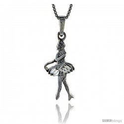 Sterling Silver Ballet Dancer (Ballerina) Pendant, 1 1/4 in tall