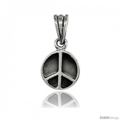 Sterling Silver Peace Sign Pendant, 3/4 in tall -Style Pa59