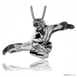 Sterling Silver Judo / Karate Pendant, 3/4 in tall