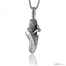 Sterling Silver Ballet Shoes Pendant, 1 3/8 in tall