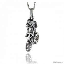 Sterling Silver Cyclist Pendant, 1 1/16 in tall