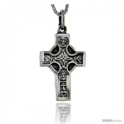 Sterling Silver Celtic Cross Pendant, 0.95 in long