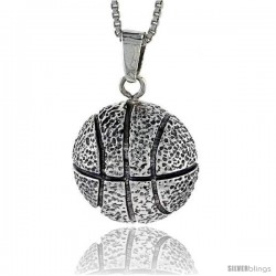 Sterling Silver Basketball Pendant, 1 1/16 in