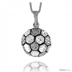 Sterling Silver Soccer Ball Pendant, 1 in