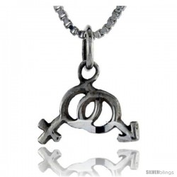 Sterling Silver Male/Female Sign Pendant, 3/8 in tall
